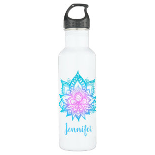 Garrafa Nome Personalizado do Pastel Lotus Flower Yoga