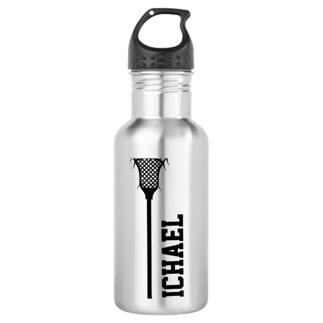 Garrafa Nome Personalizado Lacrosse Preto (Frente)
