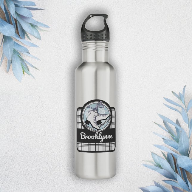 Garrafa Nome Personalizado: Modern Tartan Ice Skating (Criador carregado)