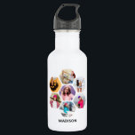 Garrafa Nome Personalizado Moderno da Colagem de Fotografi<br><div class="desc">Múltipla Colagem de Fotos Nome Personalizado Moderno Frasco de Água de Aço Inoxidável apresenta uma colagem fotográfica das suas fotos favoritas em forma de hexágono. Personalizado com o seu nome na escrita negra moderna. Perfeito para o aniversário, Natal, Dia de as mães, Dia de os pais, Avós, irmão, irmã, melhor...</div>
