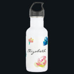 Garrafa Nome Personalizado Pintura aquosa Boho Flor<br><div class="desc">Chic e estiladamente decorados com flores de estilo "boho" utilizando tintas aquáticas. Personalizou este design com seu nome usando a ferramenta Personalização.</div>