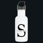 Garrafa Nome Personalizado Preto Minimalista Moderno<br><div class="desc">Nome Personalizado Preto Minimalista Moderno</div>