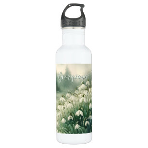 Garrafa Nome Personalizado Vintage Watercolor Quedas Flora
