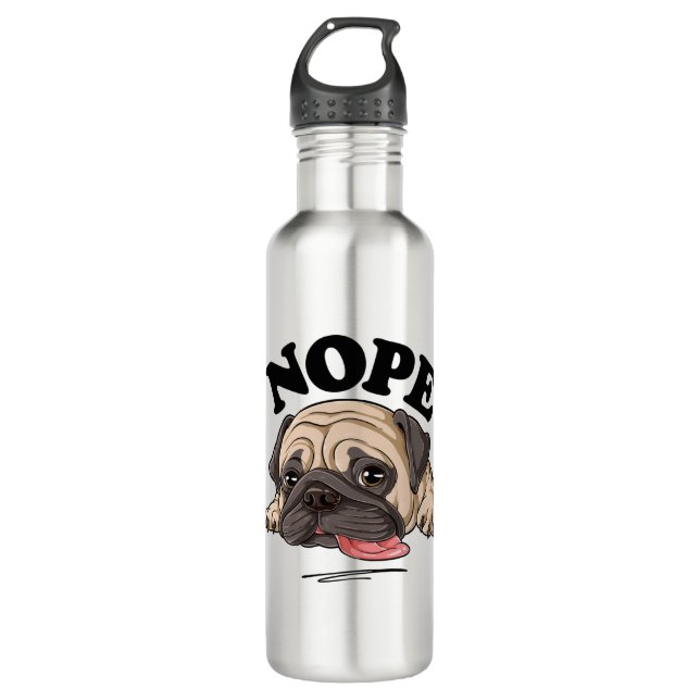Garrafa Nope Pug Shirt Engraçadas Preguiçosas Mulheres Hom (Frente)