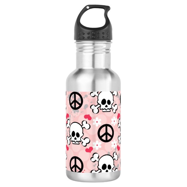 Garrafa O crânio cor-de-rosa BPA livra (Frente)