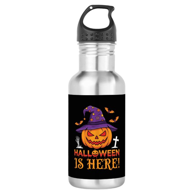 Garrafa O Halloween Chegou Bruxa Abóbora Vector (Frente)