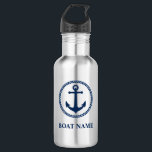 Garrafa O nome do seu barco é Blue Sea Anchor<br><div class="desc">O nome do seu barco é Blue Sea Anchor Water Bottle</div>