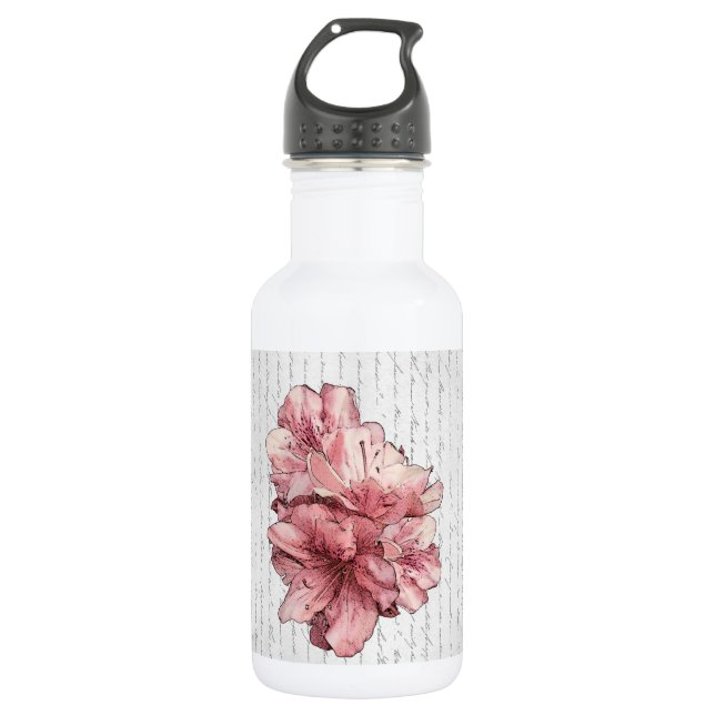 Garrafa O rosa da carta de amor ilustrou a flor (Frente)