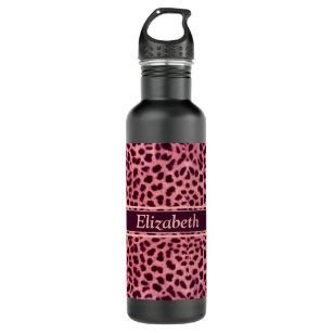 Garrafa O teste padrão cor-de-rosa da pele do leopardo