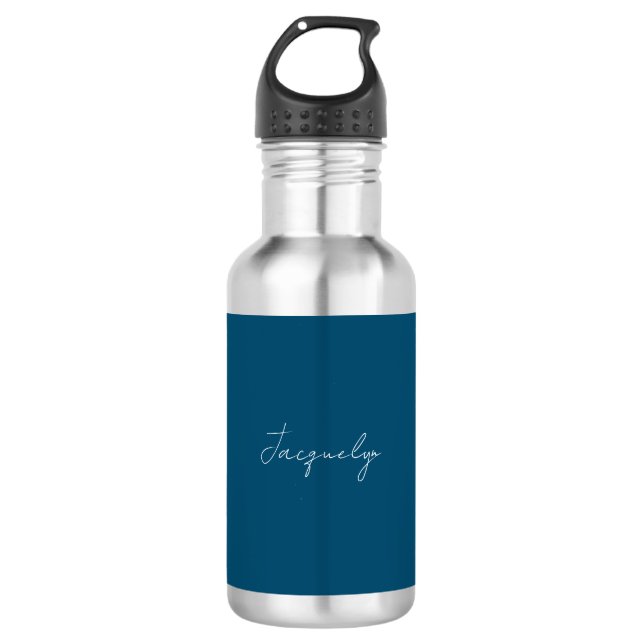 Garrafa Ocean Blue Plain Elegant Modern Minimalist Name (Frente)