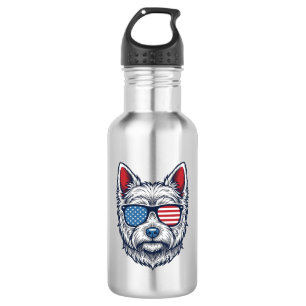 Garrafa Óculos de sol patrióticos para cães Westie Arte ve