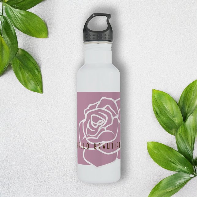 Garrafa Olá Linda - Rosa Rosa Moderno Personalizado (Criador carregado)
