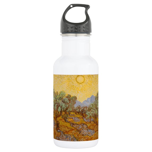 Garrafa Oliveiras de Van Gogh Sol Amarelo Céu (Frente)