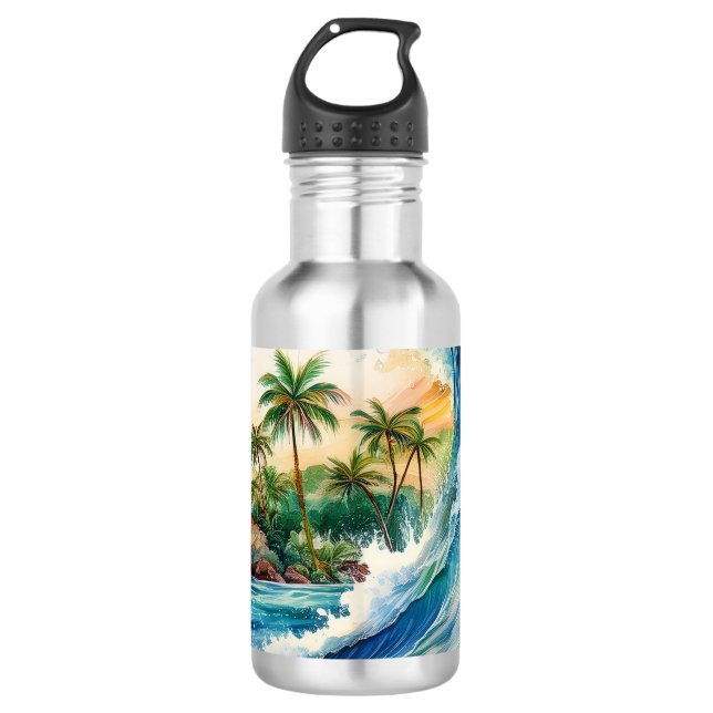 Garrafa Onda de Aquarela Kai Aloha Motu (Frente)