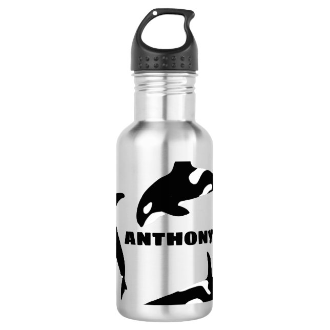 Garrafa Orcas Killer Whales Teal Blue Personalizado (Frente)