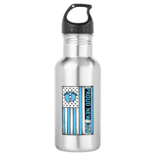 Garrafa Orgulhoso Novo Pai Bebê Pés Bandeira Vetor Design_