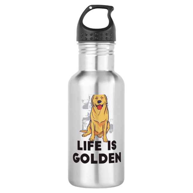 Garrafa Ouro Retriever Dog - A Vida É Ouro (Frente)