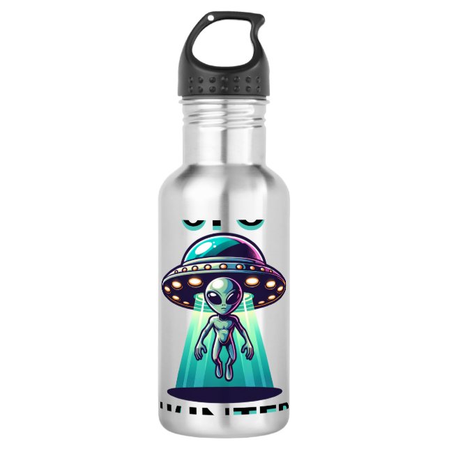 Garrafa OVNI Hunter | Ai Art com OVNI e Alienígena (Frente)