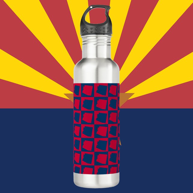 Garrafa Padrão Azul e Vermelho do Estado dos EUA da arizon (A water bottle of a red and blue pattern of the US state of Arizona)
