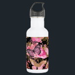 Garrafa Padrão de Borboleta Floral de Folha Rosa e Dourada<br><div class="desc">Padrão de Borboleta Floral de Folha rosa Dourada e Gold Foil Girly. Este Padrão de Flores e Borboletas Rosa Esbranquiçadas é perfeito para o presente de aniversário de uma menina.</div>