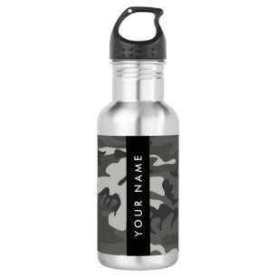 Garrafa Padrão de Camuflagem Cinza, Seu nome, Personalize