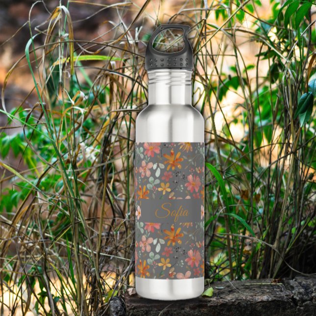 Garrafa Padrão de cor de água da flor rosa boho (Criador carregado)