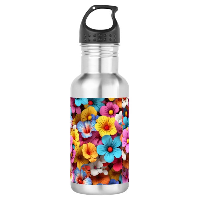 Garrafa Padrão de Flores Bonitas Coloridas-20240 (Frente)