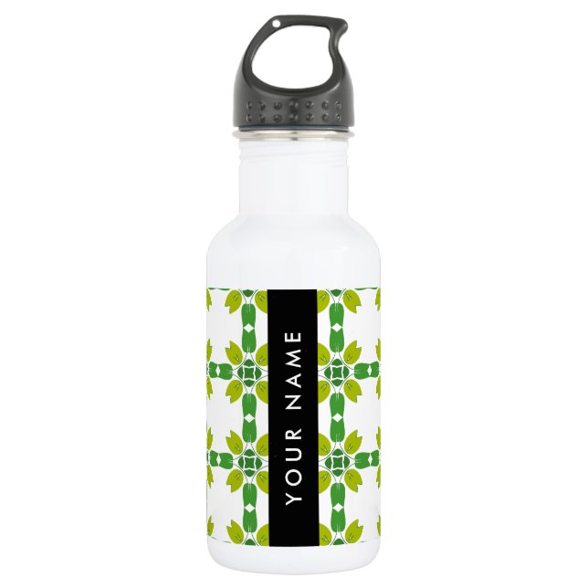 Garrafa Padrão de Folhas, Folhas Verdes, Seu Nome (Frente)