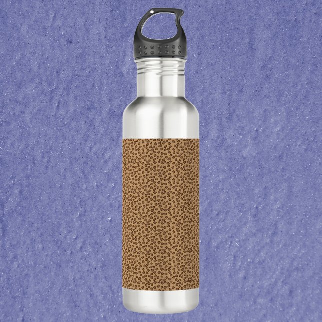 Garrafa Padrão de Impressão do Leopard Brown (A water bottle with a brown leopard pattern.)