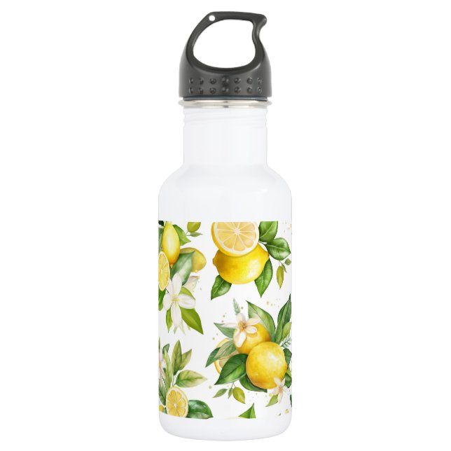 Garrafa Padrão de Limão, Flores de Limão, Folhas, Citrino (Frente)