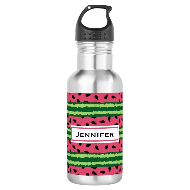 Garrafa Padrão de Melancia Cótea rosa e verde (Frente)