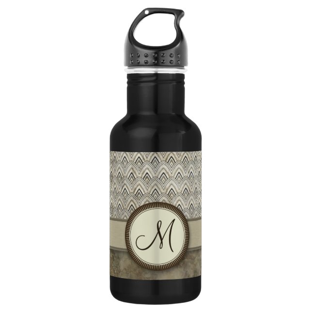 Garrafa Padrão de pena de Cinza de tempestade com monogram (Frente)