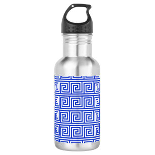 Garrafa Padrão de Quadrados da Chave Meandro Grega Azul