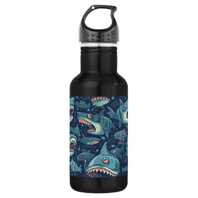 Garrafa Padrão de Sharks de Nome Personalizado (Frente)