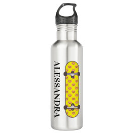 Garrafa Padrão facial sorridente do skate e nome personali