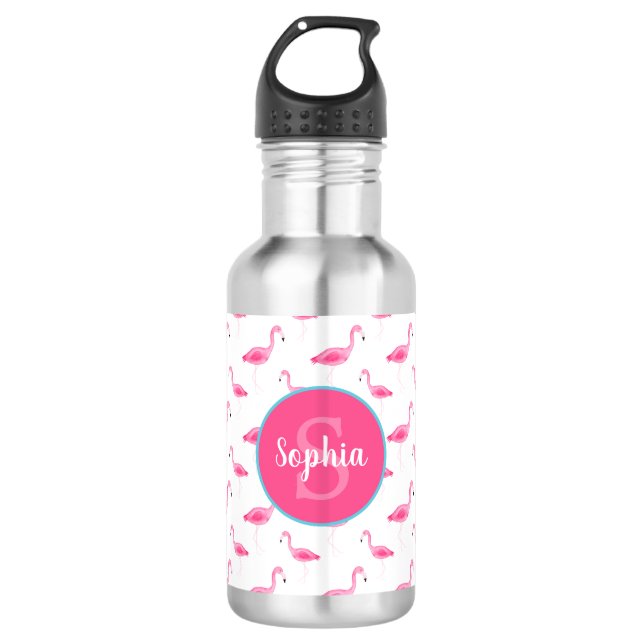 Garrafa Padrão Flamingo de Aquarela Personalizado (Frente)