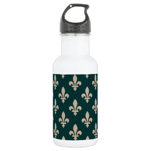Garrafa Padrão Flor de Lis, Creme Real Francês sobre Verde