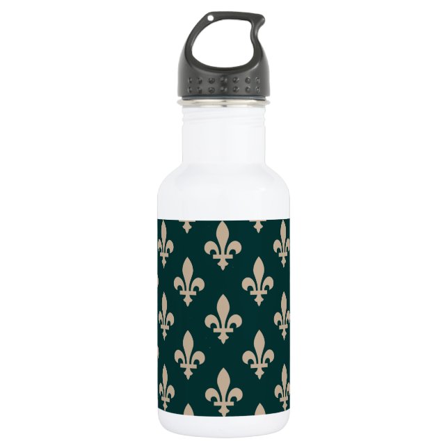 Garrafa Padrão Flor de Lis, Creme Real Francês sobre Verde (Frente)
