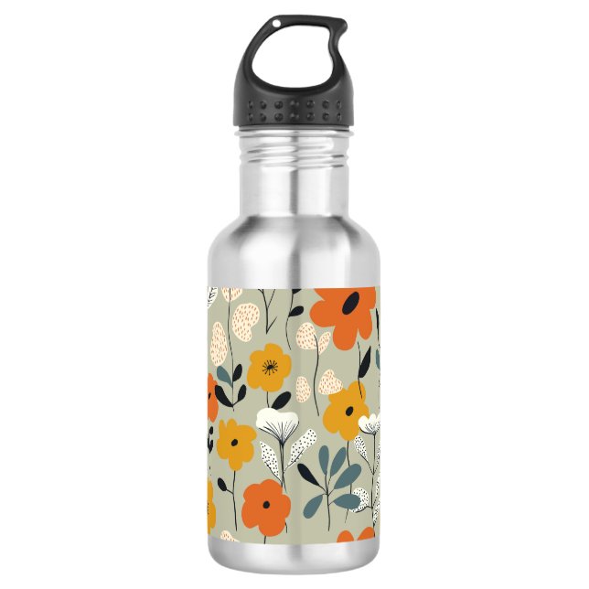 Garrafa Padrão Floral Inspirado no meio século (Frente)