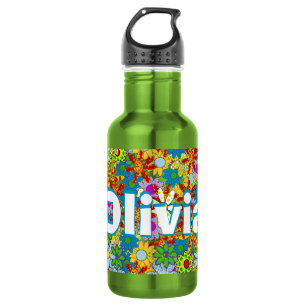 Garrafa Padrão Floral Verde Moderno Personalizado