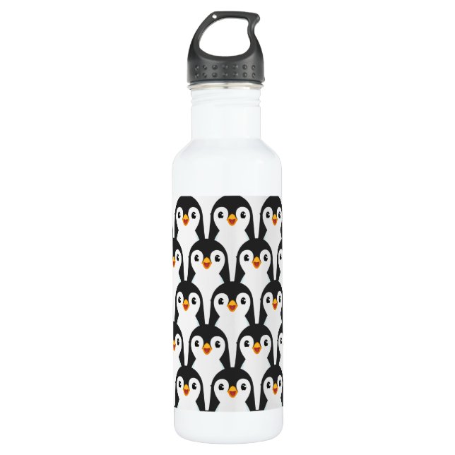 Garrafa Padrão moderno de pinguim preto e branco (Frente)