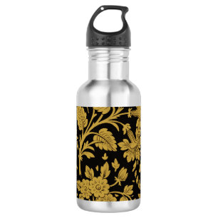 Garrafa Padrão Preto Floral Ouro Antigo Trabalho de Lacage