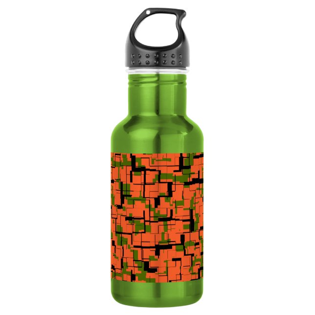 Garrafa Padrão Preto Laranja Verde da Camo Digital (Frente)