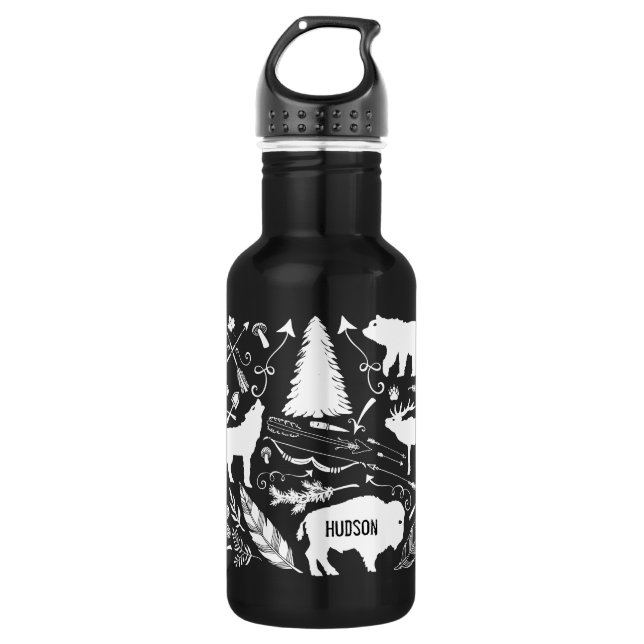 Garrafa Padrão Rustic Buffalo Deer Wolf Bear Qualquer Cor (Frente)