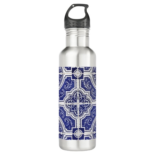 Garrafa Padrão Rustic Vintage - Azulejos Portugueses - Azu (Frente)