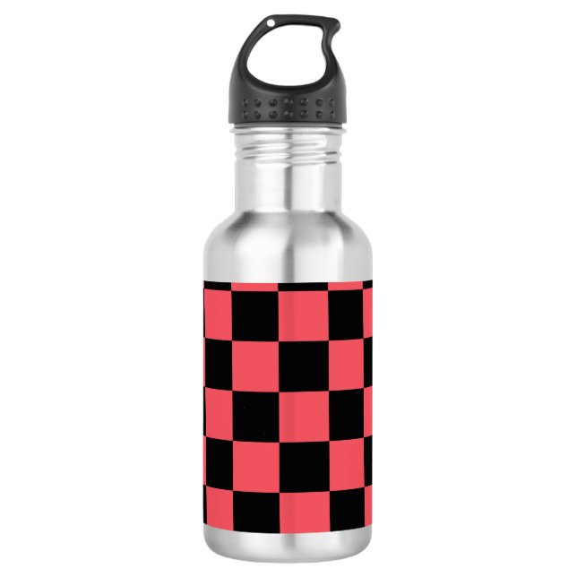 Garrafa Padrão Xadrez Rosa e Preto (Frente)