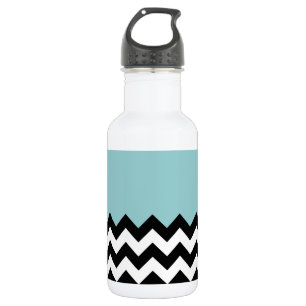 Garrafa Padrão Ziguezague Preto e Branco, Chevron, Azul