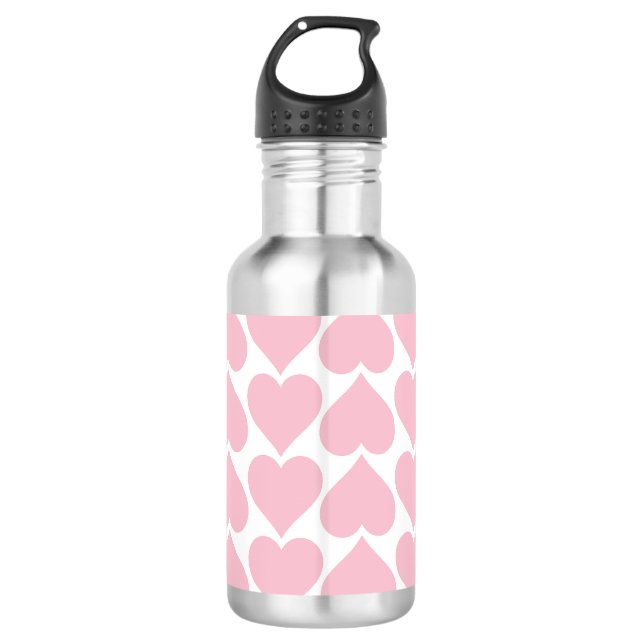 Garrafa Padrões de Coração Rosa, Romântico, Amor (Frente)