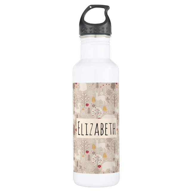 Garrafa Padrões Nórdicos De Animais De Floresta Cura (Frente)