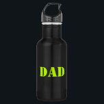 Garrafa Pai neon verde e preto Típica moderna legal<br><div class="desc">Néon pai verde Típica moderna garrafa de água de aço inoxidável preto legal. Disponível em cores e tamanhos diferentes.</div>